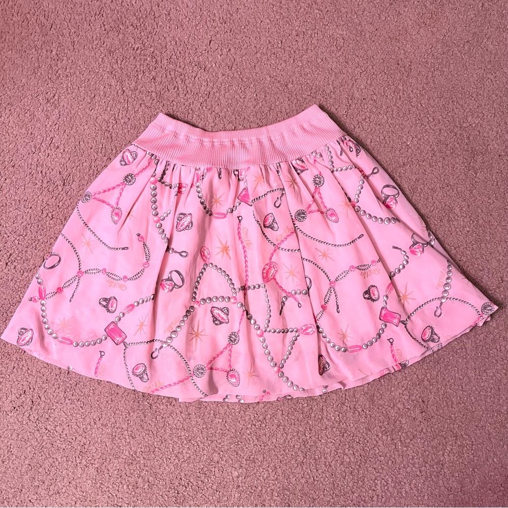 Milk pink jewelry print skirt